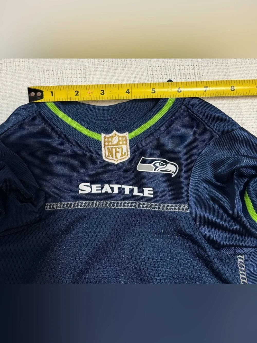 NFL Seattle Dog Jersey in Navy and Neon Green